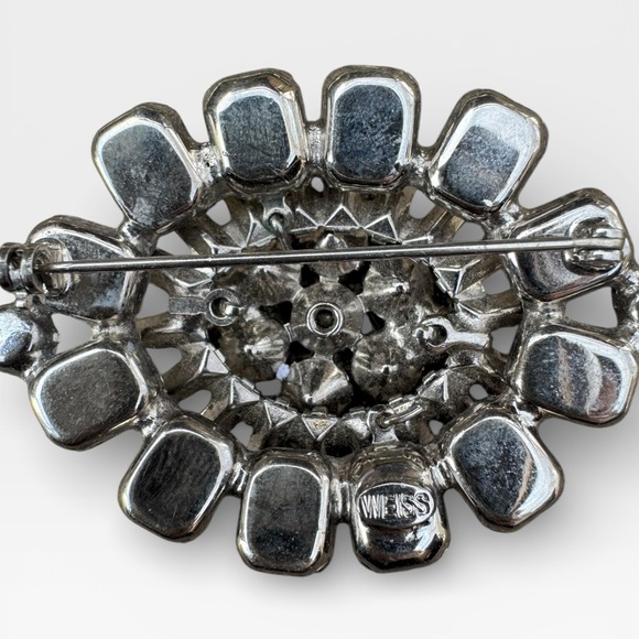 WEISS Signed Clear Crystal Starburst Brooch, Vintage - Picture 8 of 8